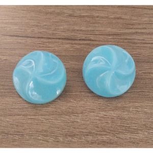 Vintage Blue Clip On Earrings Made in Germany Costume Jewelry 1950s (jd)